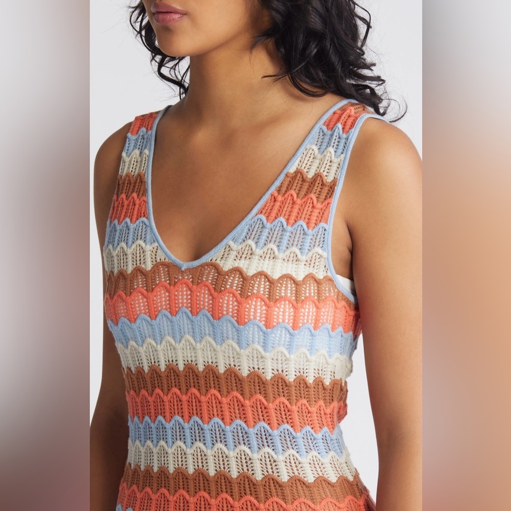 NEW! Rip Curl Santorini Sun Colorblock Crochet  Sleeveless Midi Dress Resortwear - Picture 7 of 7